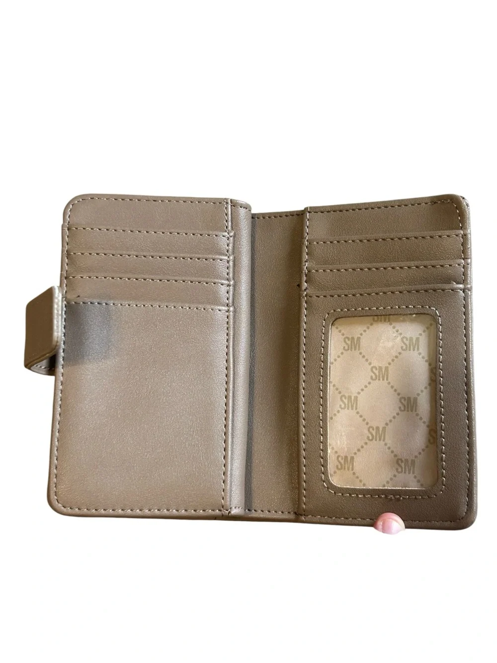 Steve Madden Taupe Bifold Wallet Organizer Zip Around Vegan Leather